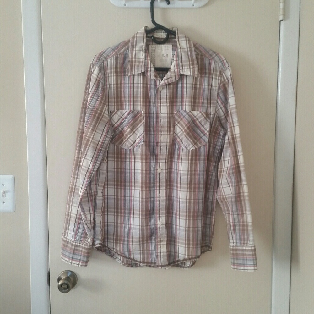 Casual Brown Plaid Button Down